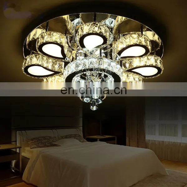 Round Led Living Room Crystal Ceiling Ceiling Luxury Stainless Steel Lamps photo-4