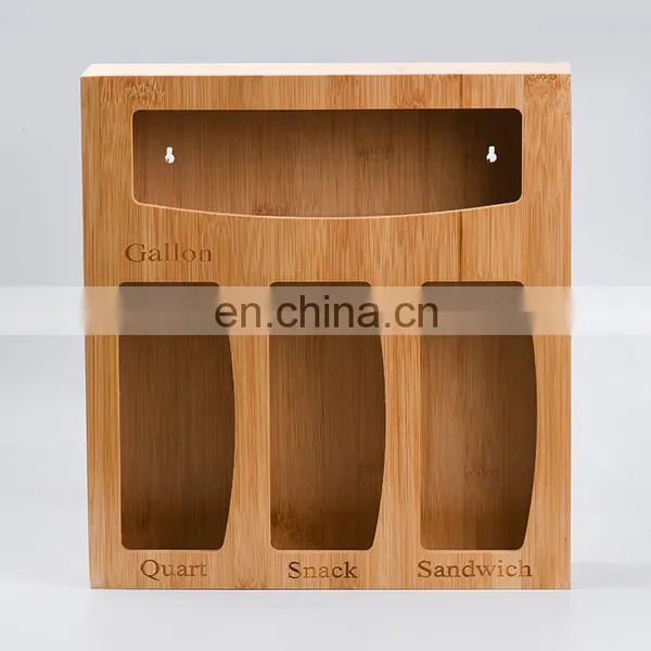Compatible Plastic Baggie Food Home Storage Boxes Containers Ziplock Bags Bamboo Organizer And Dispenser Ffor Kitchen Drawer photo-3