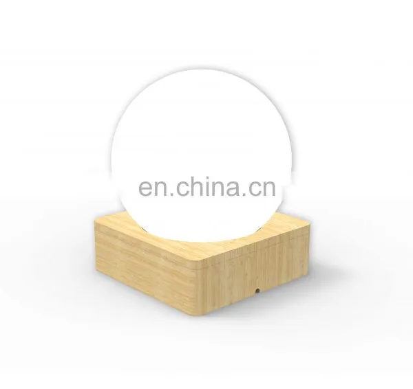 2021 New Design Bedroom Home Decor Induction Dual Colors Moon Shaped Bed Light With Bamboo Base photo-3