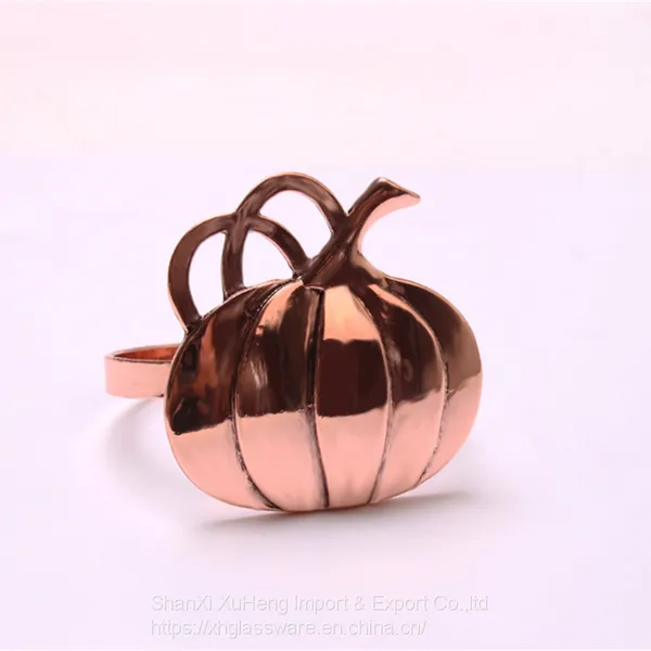 Customized Halloween Table Accessories Bronze Pumpkin Napkin Ring photo-3