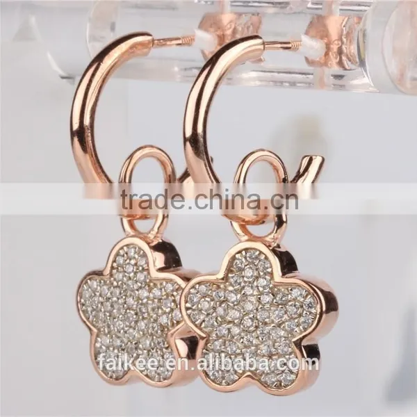 Wholesale Fashion Lady's Jewelry 925 Sterling Silver Earring Gold Plated Wax Micro Pave Setting Earring photo-2