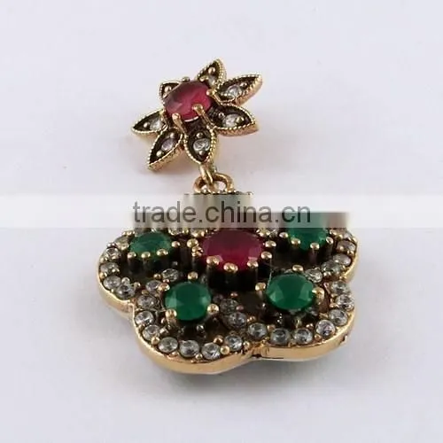 White CZ Green Onyx Red Onyx Pendant, Silver Jewellery India, 925 Silver Jewellery photo-2