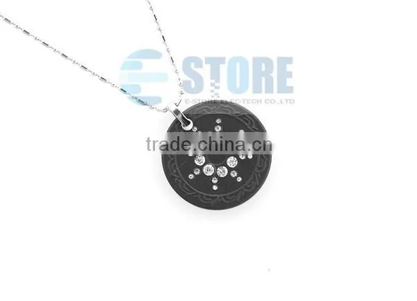 With CZ Diamond Black Lava Quantum Energy Pendants Nano Ion Pendant Stainless Steel Chain photo-4