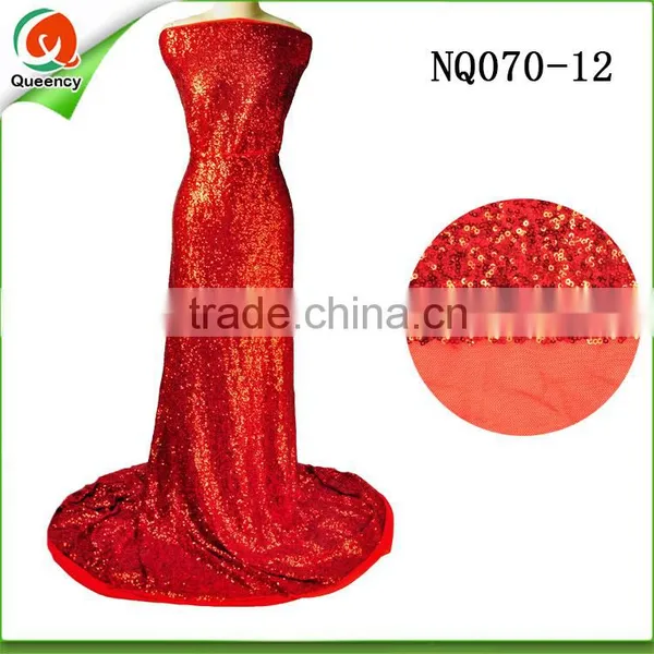 High Quality Spangle Fabric Red Sequin Fabric for Party Dress NQ070-12 photo-2