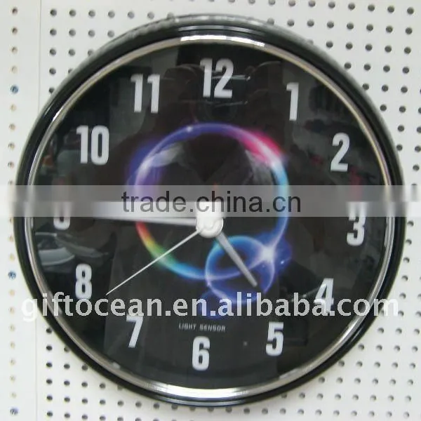 12" New Technic Smart Light Silence Metal Wall Clock