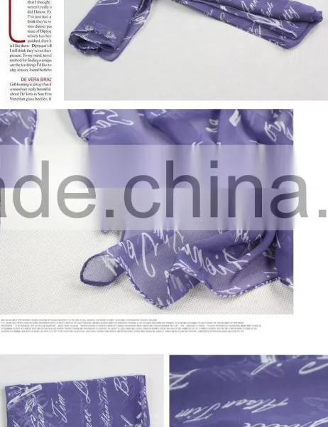 Lady's Customized Polyester Silk Like Soft Handfeel Chiffon Printed Long Scarf Shawl Wraps Sarong photo-3