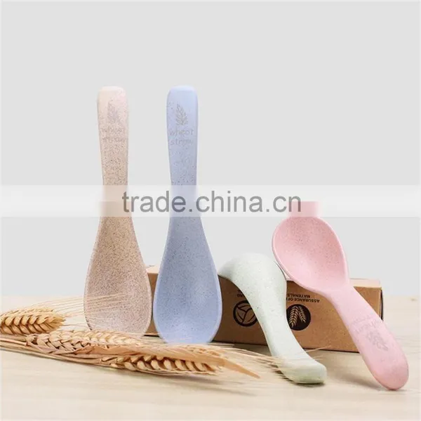 Wheat Straw Plastic Tableware Colorful Spoon Set photo-5