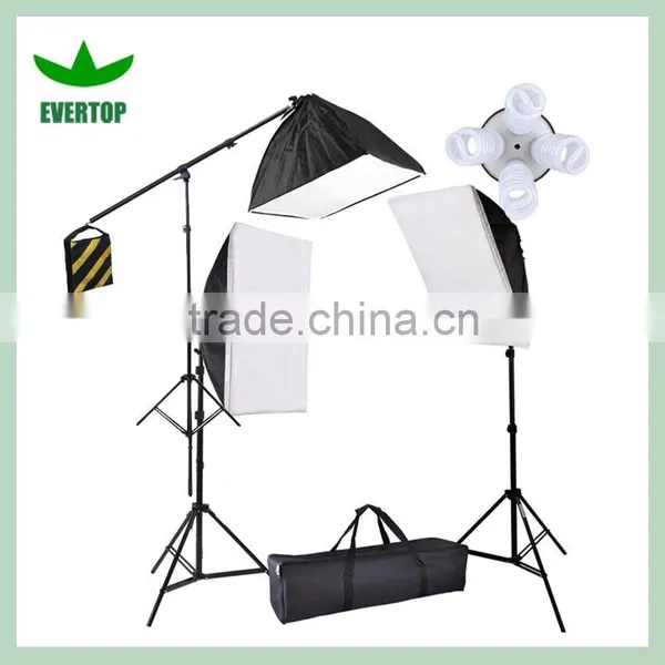 TS-SLK03 Photography Video 3 Softbox Continuous Light Studio Lighting & Boom Kit