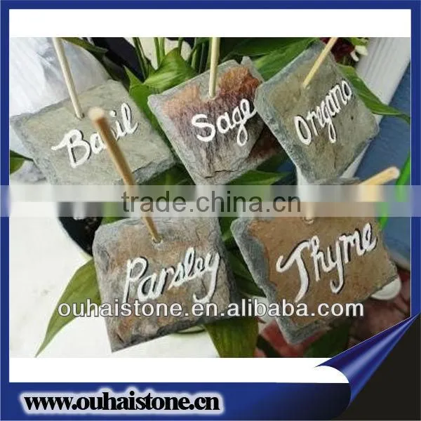 Superb Quality Natural Black Stone Flower Label Slate Plant Marker photo-6