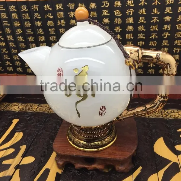 Jade Spout White Glass Teapot photo-4