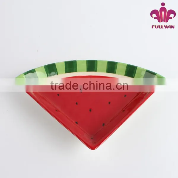 Cheap Bulk Ceramic Triangle Plate With Watermelon photo-6
