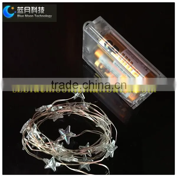 2016 Decoration Led Copper Wire Silver Wire Star Light String 3AA Batteris Operated PVC Box Packaging photo-6