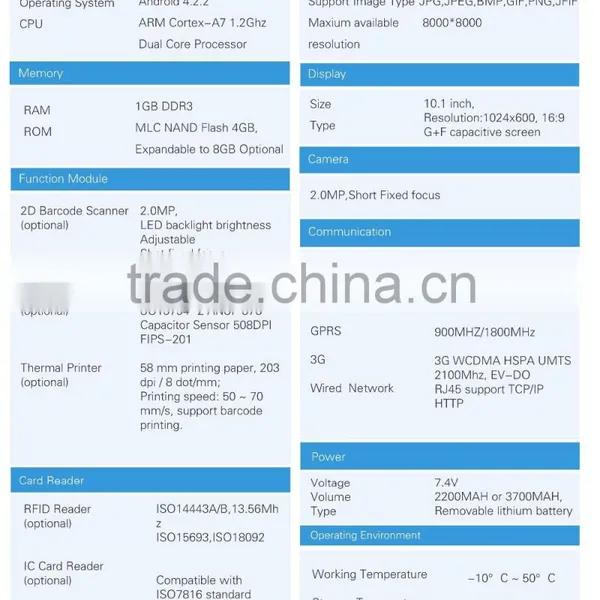 Android Mobile POS Terminal With WIFI/3G Integrated 58mm Thermal Printer photo-3