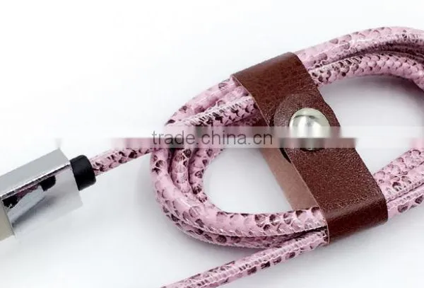 Snake Leather Aluminum Alloy Mobile Phone USB Cable For Smart Phone