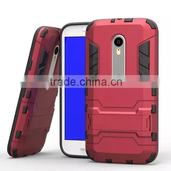 Factory Price Iron-Bear Shockproof Rugged Hybrid Stand Case Cover For Moto G3 photo-2
