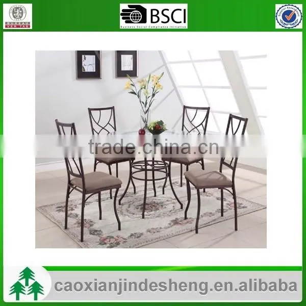 Dining Room Furniture Metal Frame Glass Top Table and Chair