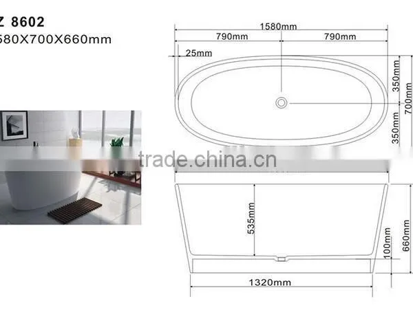Italia Classic Design Natural Stone and Resin Stone Round Bathtub for Bathroom Furniture,freestanding Solid Surface Bathtub photo-4