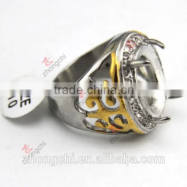 Custom Blank Stainless Steel Ring, Claw Gemstone Style Stainless Steel Cool Ring for Boys photo-3