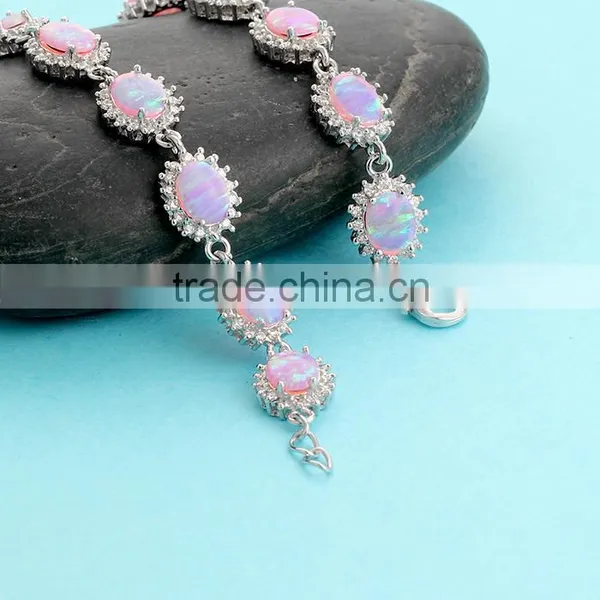 925 Sterling Silver Pink Opal Bracelet Manufacturer SBI184W-A photo-3
