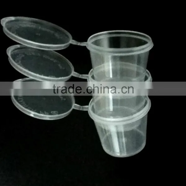 2 oz Hinged Clear Round Plastic Sauce Cups With Lids 50ml photo-4