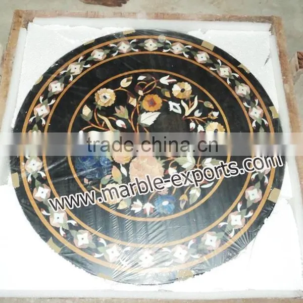 Handmade Black Marble Inlay Dining Table Tops, Marble Coffee Table Top photo-5
