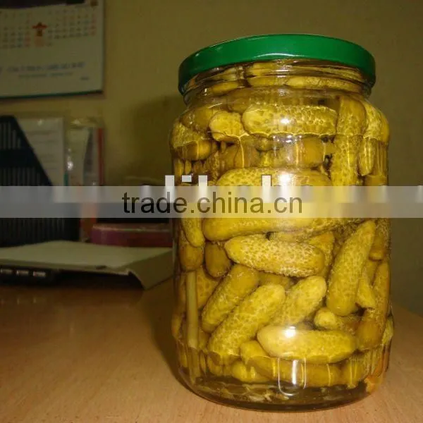 Pickled cucumber in glass jar