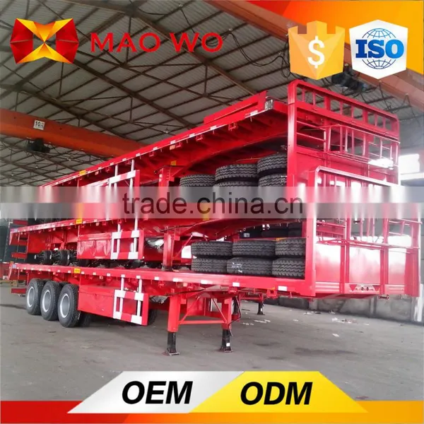 Shipping Container Transportation Tri-axle Flatbed Semi Trailer photo-2
