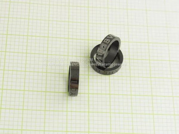 Letter Ceramic Ring Black Superior Ceramic Wedding Rings photo-3
