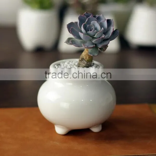 2016 New Design Small Glazed Chinese Ceramic White Flower Pot photo-2