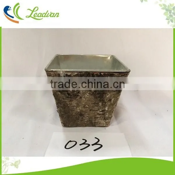 Decorative Indoor Original Tin Flower Pots With Bark Holder for Decor photo-3