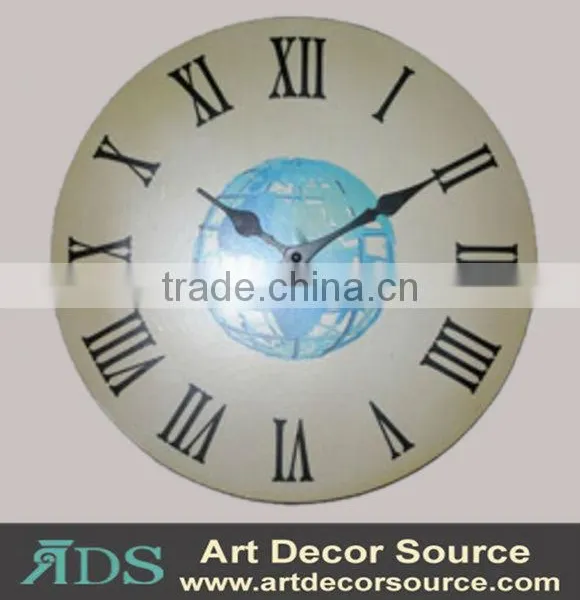 New design world map wall wooden clock