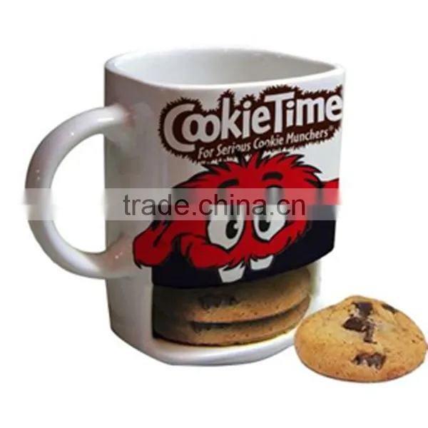Easy Carry Ceramic Biscuit Cookie Holder Mug, Solid Color Glazed Promotional Gifts Mug photo-6