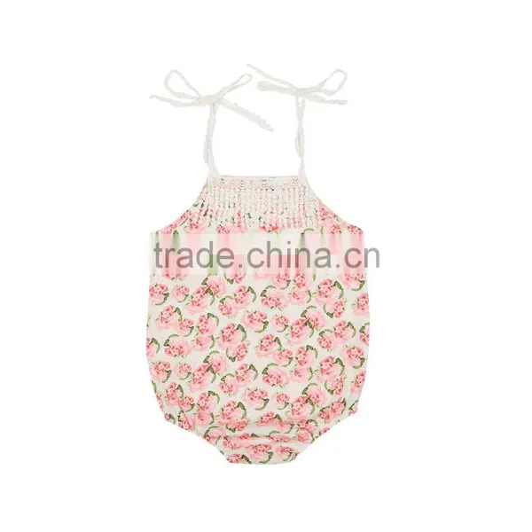 Summer New Design Infant and Toddlers Clothing Cute Baby Girl Floral Lace Romper photo-5