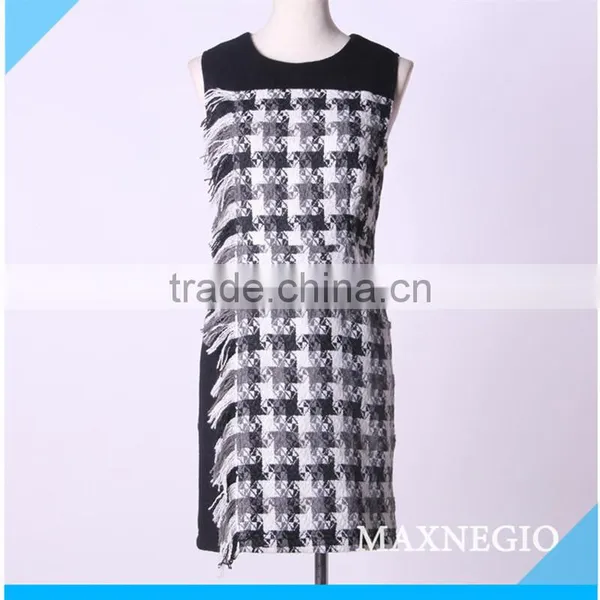 2015 Sleeveless Stitching Hawaiian Style Casualladies Check Dress photo-2