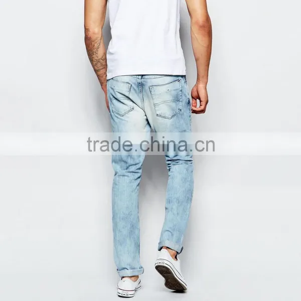 OEM Services Factory Light Blue Plain Fashion Skinny Jeans Boys photo-2