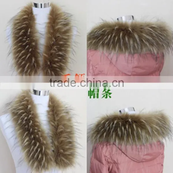 BBG-H-6 Dyed Large Raccoon Collar Fur Trim for Winter Coat Parka photo-6