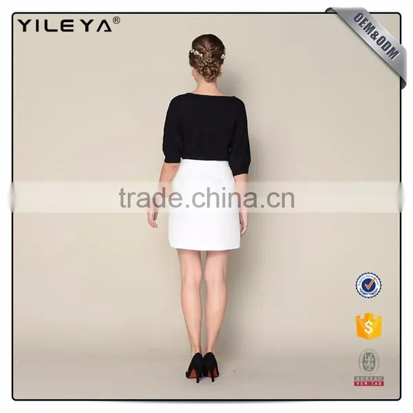 Oem Services Black Pattern Embroidery High Waist Skirt Pencil photo-4