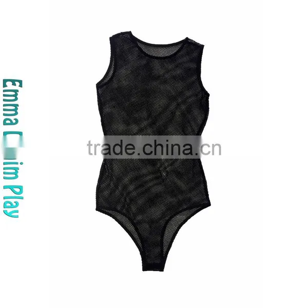 New Sexy Design Black Fishnet Bodysuit With Buttons for Ladies