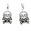 Chic Earrings Skull Bone Crystal Silver Charm