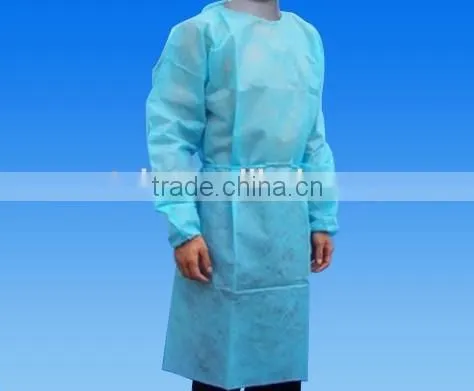 Disposable PP Non-woven Isolation Gown With Elastic Cuff and Strips