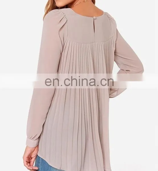 CHEFON Casual Chic Look Dip Hem Women Plus Size Blouse Chiffon Long Sleeve photo-2