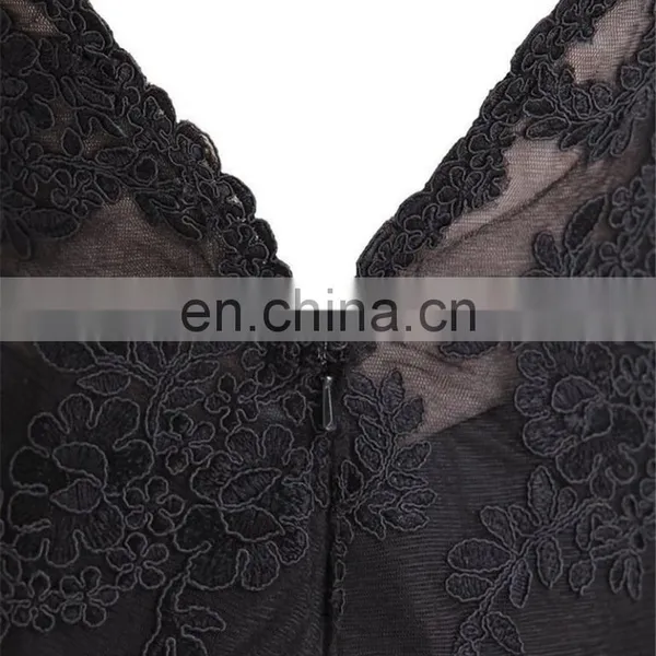 Sexy Sheer Neck Black Mermaid Prom Dresses Formal Occasions 2016 High Quality Appliqued Beaded Tulle Evening Dress Vestidos photo-5