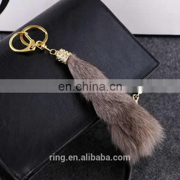 Faxu Fox Fur Tail Plush Keychain Lady Bag Pendant photo-5