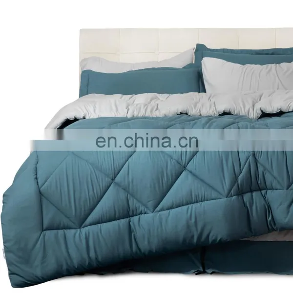 2020 China Soft 6PCS 8PCS Solid Microfiber King Bedding Comforter Set photo-2