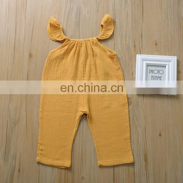 Wholesale Baby Girl Clothes Romper Summer Sleeveless Linen Ruffle Baby Romper Onesie photo-5