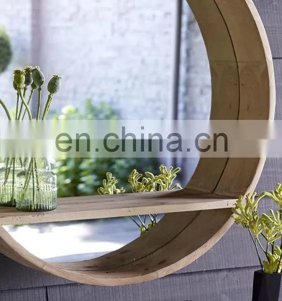 Decorative Round Moon Mirror With Shelf for Home Wall Hanging photo-4