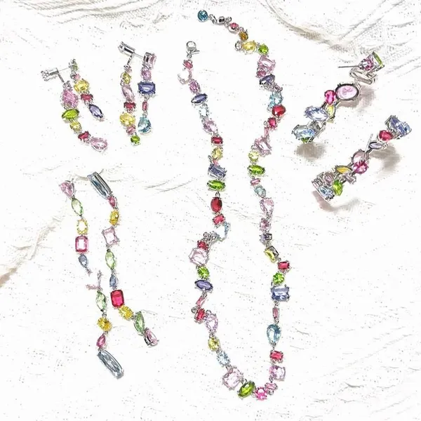 Swarovsky Rings Gema Drop Earrings 5613737 Sparkling Necklace 55613738 Round Mujer Cristales Bracelet 5613739 photo-4