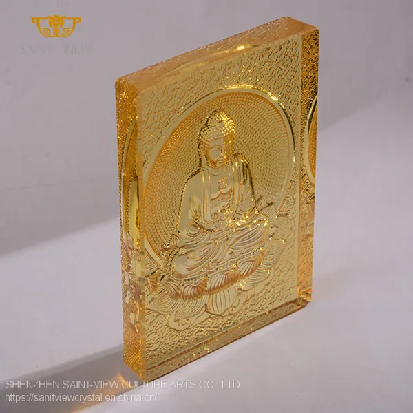 Customization Liuli Crystal Glass Craft Interior Home Buddha Brick Sculpture photo-4