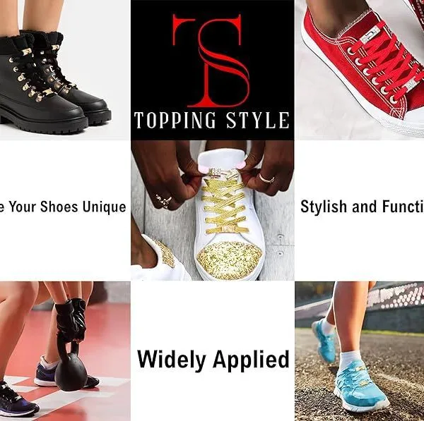 Elastic No Tie Shoe Laces With Bling Diamond Locks & Charms for Women's Sneakers photo-5