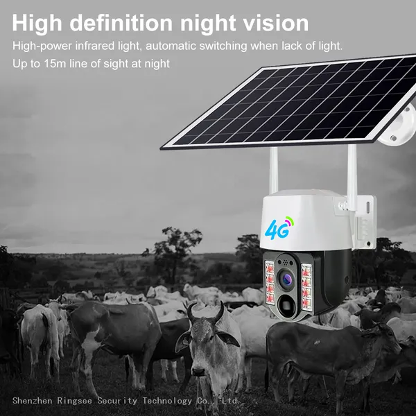 Ringsee Small 2.0 Inch Wireless AOV Network Camera Solar Waterproof Outdoor PTZ Camera 3.0MP 4G Solar Camera With Battery photo-5